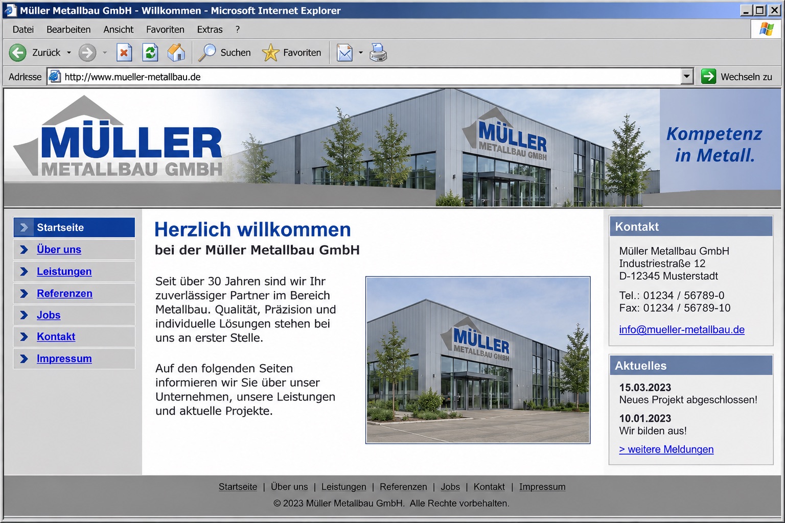 Vorher: veraltete Website im Stil der frühen 2000er mit kleinteiliger Seitennavigation